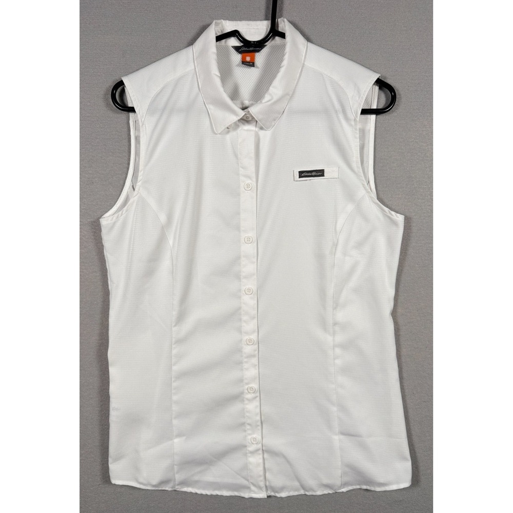Eddie Bauer Women's Sport Shop Sleeveless White Shirt - Size Medium - Free Dry